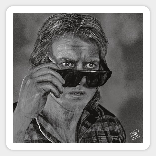 Nada from They Live by John Carpenter Sticker by horrormaps